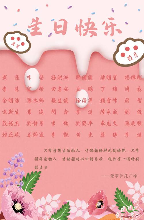 【生日祝?！抗ё?月生日的員工生日快樂！