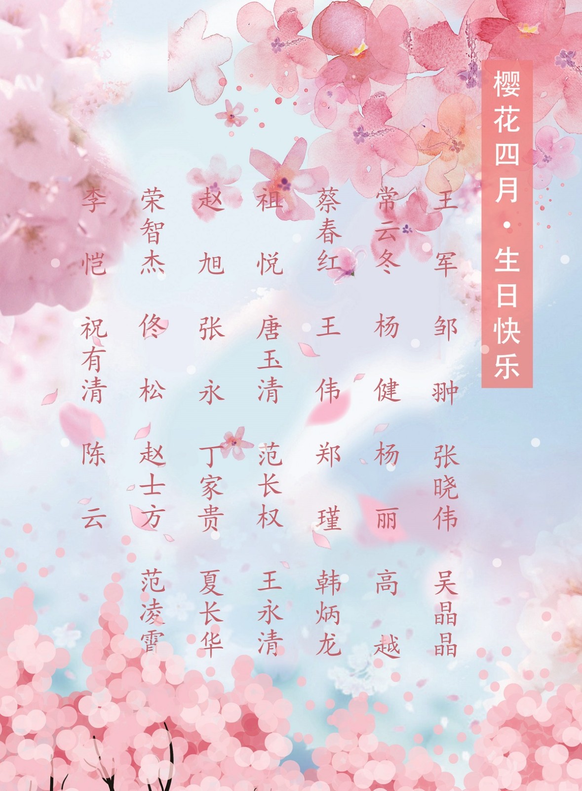 【生日祝福】恭祝04月生日的員工生日快樂！